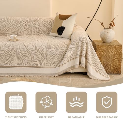 Couch Covers for Sofa, Sofa Covers Washable, Sectional Couch Covers, Sofa Covers for 2 Cushion Couch, Non Slip Stripe Sofa Slipcovers Furniture Protector (Khaki, 71x118) - Image 5