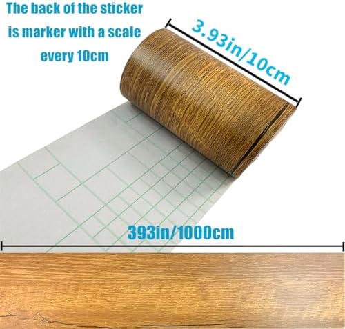 YESUS Dark Grey Wood Grain 3D 10M Wallpaper Frame Removable PVC Waterproof Peel and Stick Wallpaper,Bathroom Frame Sticker Wall Decor 3.93" x 32.8" (Yellow, 4inc) - Image 3