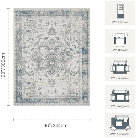 Rugxara 8x10 Area Rugs,Large Rugs for Living Room(Blue) - Image 2
