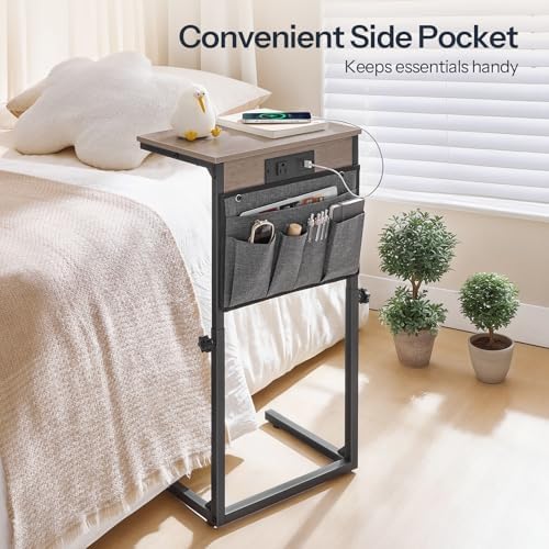 HOOBRO Side Table for Couch, Adjustable Height C Shaped End Table - Image 6