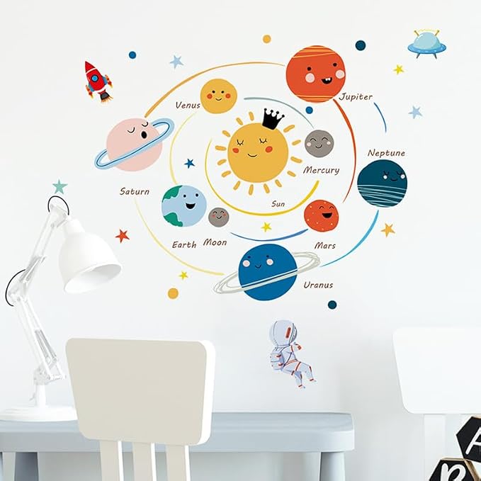Quanhaigou 3D Solar Space Wall Decals Stickers Wall Murals Wallpaper Decor for Home Floor Living Room (Solar System) - Image 6