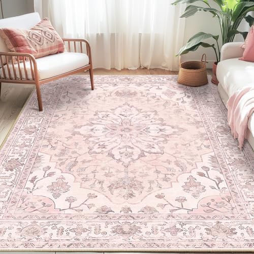 RELEANY Washable Area Rug, 5'x7', Pink - Image 3