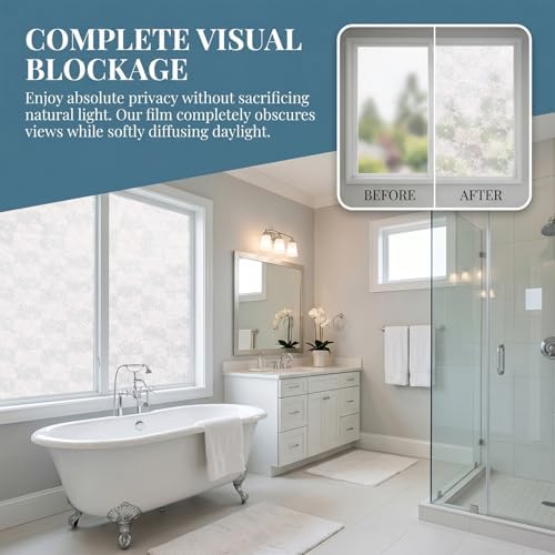 Lace Flower Privacy Window Film, Sparkle Frosted Static Cling 17.5"x78.7" - Image 4