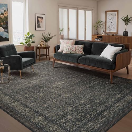 Rugxara 6x9 Washable Area Rug for Living Room, Moss Brown by Rugxara
