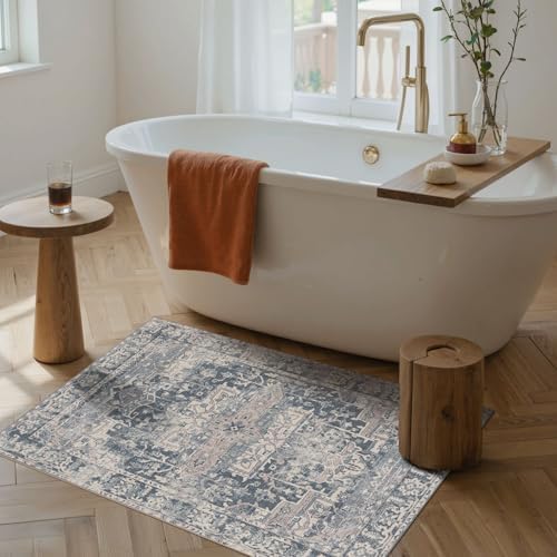 Rugxara 2x3 Entryway Rug Door Mat, Washable Samll Rug, Non Slip, Blue - Image 3