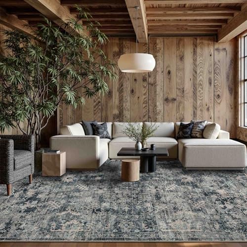 Rugxara Blue 9x12 Area Rugs for Living Room Bedroom Large Washable Rug by Rugxara