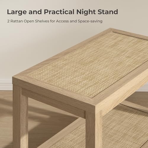 SICOTAS Rattan End Table Nightstand Set of 2, Side Table with Storage - Image 4