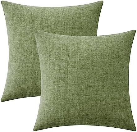 MIULEE Soft Chenille Euro Throw Pillow Covers Sage Green 22x22 Pack of 2 by MIULEE