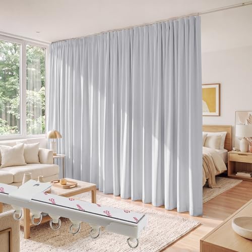 RYB HOME Room Divider Curtain with Straight Ceiling Track for Living Room by RYBHOME