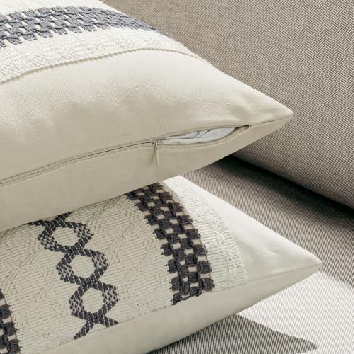 MIULEE Set of 2 Gray Boho Decorative Pillow Covers 20x20 Inch - Image 5