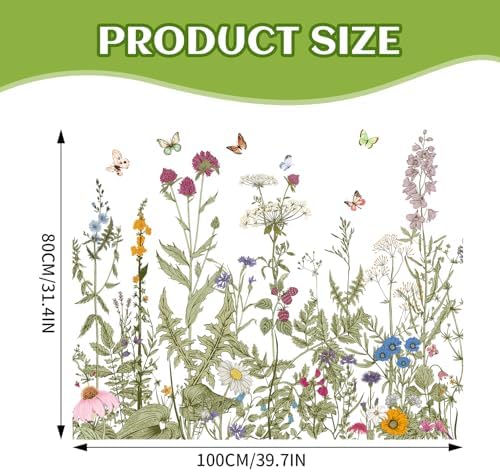 Poppy Flower Wall Stickers Bird Butterfly Wall Decor Decals Peel and Stick Floral Wall Home Glass Window Art Decor for Bedroom Living Room Offices Home Decoration - Image 3