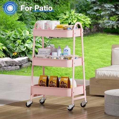 OLIXIS Metal 3 Tiers Rolling Storage Utility Cart with Lockable Wheels - Image 5