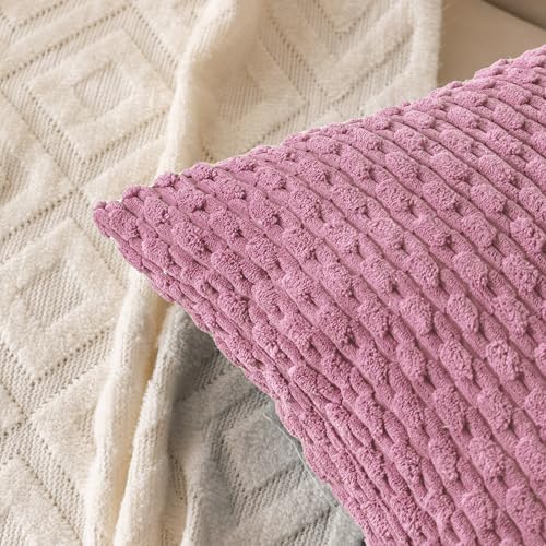 Set of 4 Pink Decorative Throw Pillow Covers 24x24 Inch Corduroy Pillow Covers for Bed Couch Sofa Living Room Soft Square Cushion Cases - Image 6