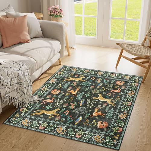 DUKINO 4x4 Square Area Rug, Washable Animal Rug for Entryway, Black - Image 6
