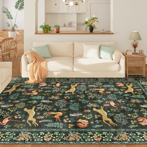 DUKINO 5x8 Area Rug for Bedroom, Soft Washable Animal Rug Non Slip, Black - Image 3
