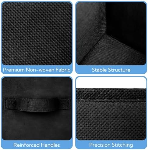 Cupic Cupid 6-Pack 11x11 Cube Storage Organizer, Collapsible Bins, Black - Image 6