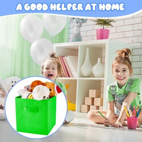 Yinder 12 Pcs Cube Storage Bin Rainbow 10.5''x10.5''x11'' Storage Cubes - Image 6