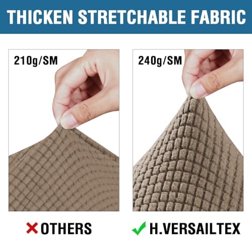 H.VERSAILTEX 3 Piece Stretch Sofa Covers for 2 Cushion Loveseat Couch Covers for Living Room Sofa Slipcovers (Base Cover Plus 2 Seat Cushion Covers) Jacquard Fabric (Medium Sofa, Macchiato) - Image 3