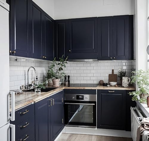 Peel and Stick Wallpaper - Navy Blue, Dark Blue Contact Paper for Cabinets, Bathroom, Bedroom, Kitchen Cabinet - Removable, Self-Adhesive Wallpaper - 17.3" x 197" Solid Color - Image 5