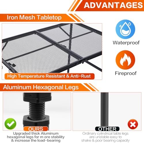 Outdoor Grill Camping Folding Table 3 Ft, Aluminium Picnic Table - Portable, Lightweight, Compact & Height Adjustable Collapsible Patio BBQ Garden Table - Image 4