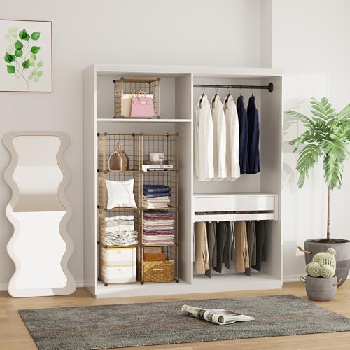 C&AHOME Wire Cube Storage, 9 - Cube Organizer Metal C Grids,Shelves, Brown - Image 5
