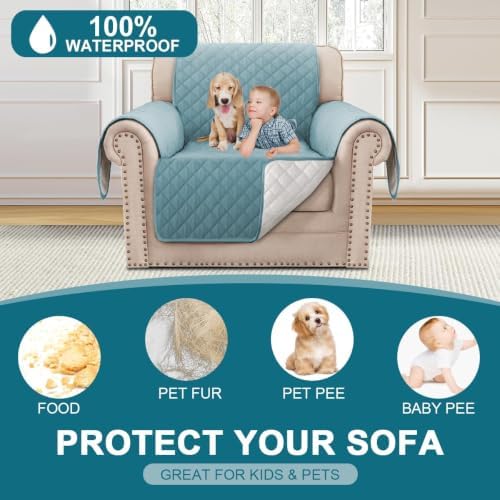 Turquoize 100% Waterproof Chair Covers Couch Covers for Dogs, Chair 28" - Image 2