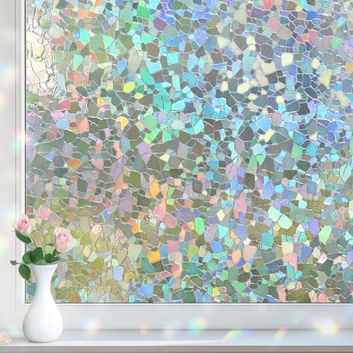 DOWELL Stained Glass Window Privacy Film, Decorative Rainbow Glass Film by DOWELL