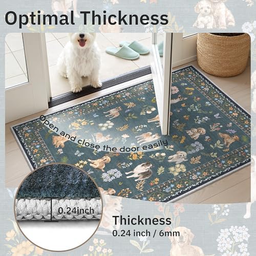 Soalmost 2x3 Dog Rugs for Entryway, Washable Door Mat Soft Rug Navy Blue - Image 5