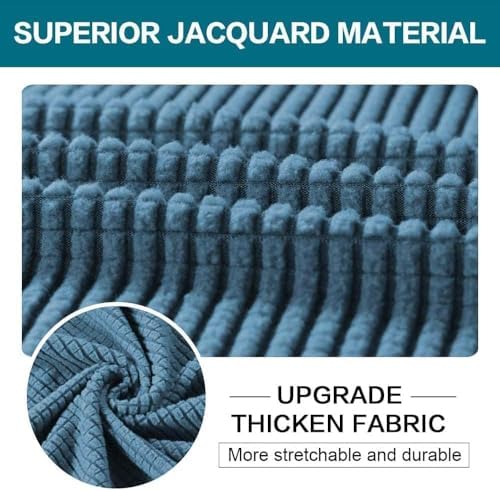Turquoize 4 Piece Sofa Covers for 3 Cushion Couch Sofa Slipcover Soft Couch Cover for Dogs Washable Furniture Cover with 3 Individual Large Cushion Covers Feature Fabric (Large Sofa, Dusty Blue) - Image 3