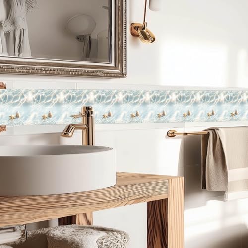 IVN Wallpaper Border Peel and Stick Wall Seashells Starfish 4x196 Inch - Image 3