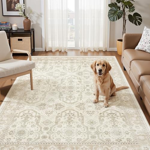 Soalmost 3x5 Rugs, Small Washable Kitchen Entryway Area Rug Beige/Brown - Image 3