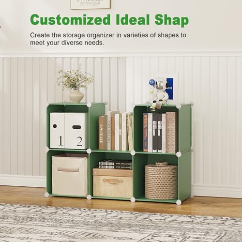 C&AHOME 6-Cube Storage Organizer Cube Shelf Closet Storage Bookcase, Green - Image 4