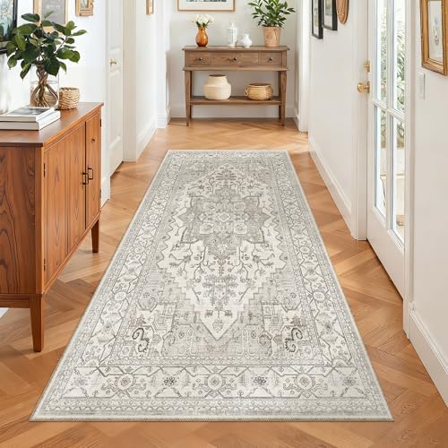 Madane Washable Runner Rug 3x6 Runners for Hallways Non Slip, Beige/Brown - Image 3