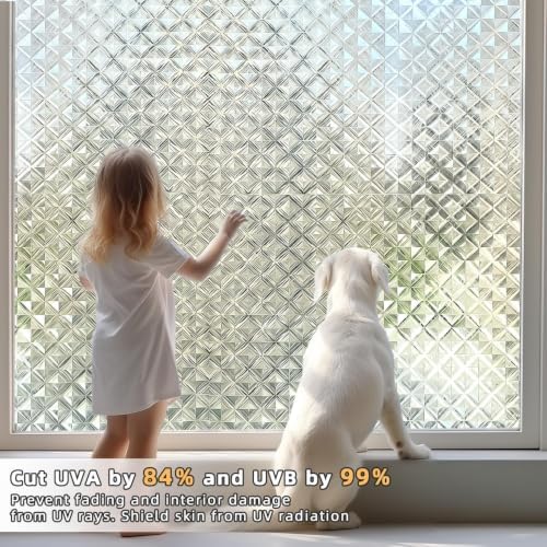 Qualsen Window Privacy Film, Stained Glass Decorative Film, 35.4'' x 78.7'' - Image 2