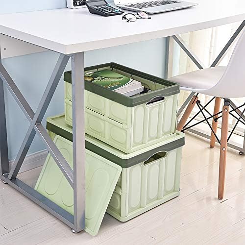 Lidded Storage Bins 2 Pack 30L Collapsible Storage Box Crates Plastic Tote Storage Box Container Stackable Folding Utility Crates for Clothes Books Snack Shoe Bag and Grocery Storage Bin-Green - Image 7