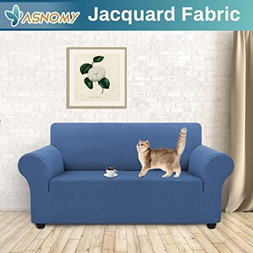 Asnomy Stretch Couch Covers Washable, loveseat Cover Slipcovers,River Blue - Image 2