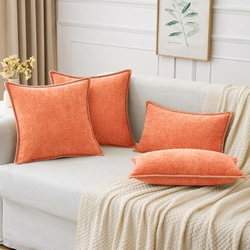 MIULEE Decorative Couch Throw Pillow Covers 18x18 Inch Coral Red 2 Pack - Image 5