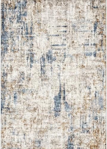 Long Runners for Hallways Non Slip - 3x10 Washable Kitchen Runner Rug Modern Abstract Wide Floor Carpet Runner for Indoor Entryway, Bedroom, Living Room （Blue Brown） - Image 2