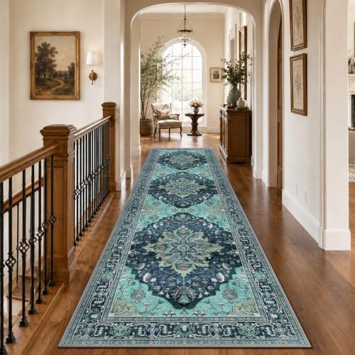 RELEANY Washable Area Rug, Runner 3'x10', Teal by RELEANY