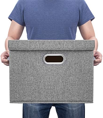 TYEERS Large Collapsible Storage Bins with Lids, Organization Bins for Closet Storage, Clothes Storage, Folding Storage Box with Lids for Home Office Storage - 2 Pack - Gray - Image 6