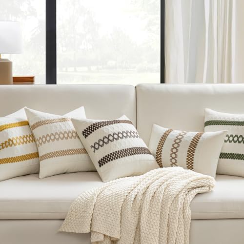 MIULEE Set of 2 Coco Brown Boho Decorative Pillow Covers 18x18 Inch - Image 2