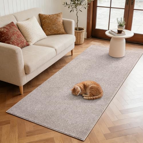 2x8 Oatmeal/White Runner Rug Non-Slip Washable for Hallway Kitchen Bedroom by FinRe%CC%80cHome