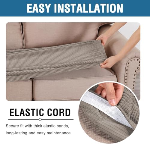 H.VERSAILTEX Super Stretch Stylish Cushions Covers/Furniture Cover Spandex Jacquard Small Checked Pattern Super Soft Slipcover Washable Individual - Image 5