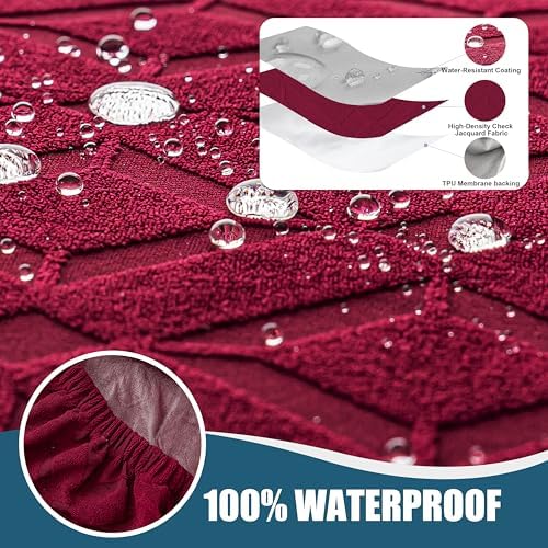 Genina Waterproof Recliner Loveseat Cover,2 Seat with Console,Wine Red - Image 2