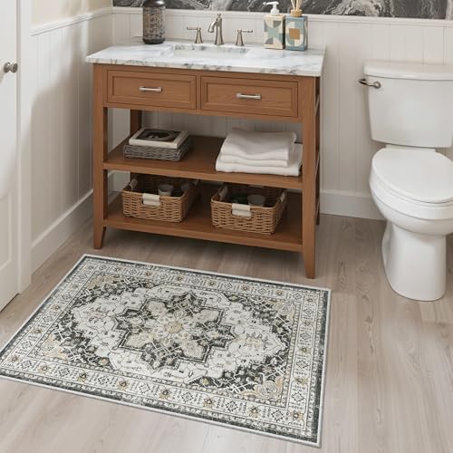Madane Washable Area Rug 2x3 Small Entryway Rugs Non-Slip, Black - Image 4