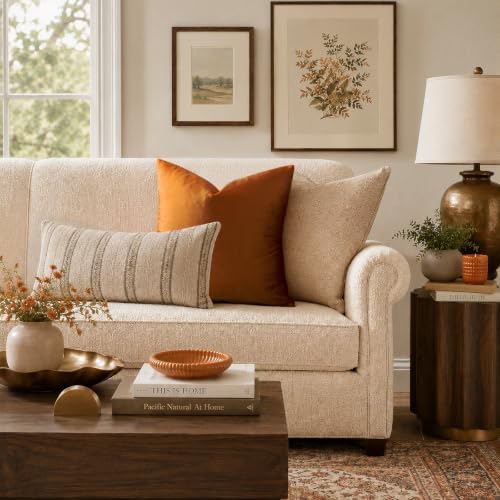 GIGIZAZA Orange Velvet Pillow Covers 26x26 Decorative Pillows Pack of 2 - Image 6