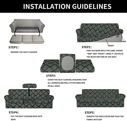 Easy-Going 4 Pieces Stretch Sofa Cover for 3 Cushion Couch Washable - Image 6