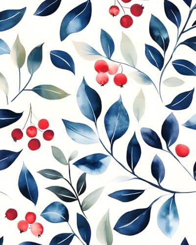 Danodoi Dark Blue Vintage Leaf Peel and Stick Wallpaper 17.5" x 118" | Waterproof Vinyl Self Adhesive Removable Renter Friendly Floral Contact Paper by DANODOI