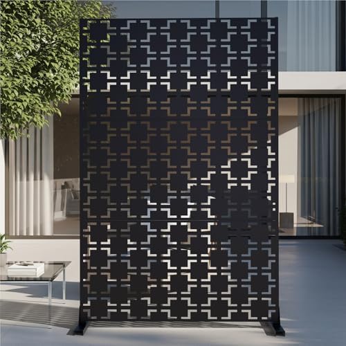 72" Metal Privacy Screen Freestanding Outdoor Room Divider Decorative Laser Cut Fence Panel, Weatherproof Patio Privacy Fence for Garden, Balcony, Backyard Landscape by TALLYVERUS