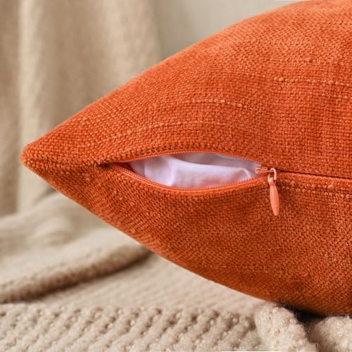 Set of 4 Soft Textured Decorative Throw Pillow Covers 18x18 Inch Cozy Farmhouse Cushion Cover Square Accent Pillow Cases for Bed Couch Sofa Living Room, Burnt Orange - Image 3